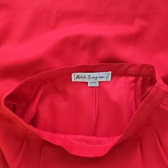 Vintage 80s Adele Simpson Red Wool Pencil Skirt - Picture 6 of 7